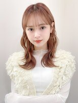 レア 表参道(L'ea)&nbsp;くびれヘアアプリコットオレンジ夏ヘアハイライトカラー
