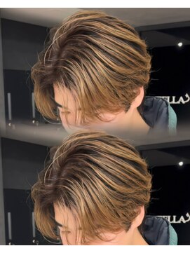 ステラ(STELLA) メンズ/バレイヤージュ/センターパート/ブリーチ＆ダブルカラー