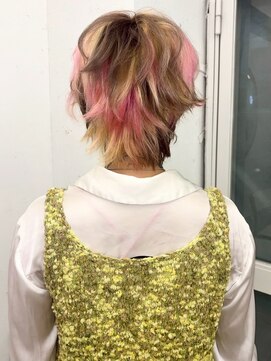 クク 渋谷(QUQU) レイヤー　デザインカラー　ピンク　ブラウン　ローライト