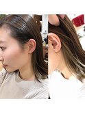 お客様style～イヤリングカラー×外ハネ×耳掛け