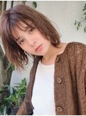 ルーズウェーブ×モカベージュ大人ボブ