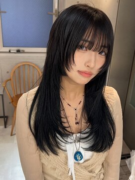 サンド 鹿児島中央(sand) 黒髪/グレーベージュ/レイヤーロング/前髪パーマ[鹿児島駅]