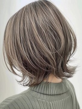 ネックス 表参道本店(nex) デザインカラーレイヤーカットウェットヘアオリーブベージュ白髪