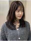 ハッシュカットブリーチなしチョコレートブラウンレイヤーカット