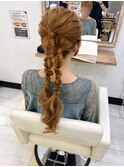 ツイン編みおろし 結婚式ヘア 参列ヘア