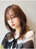 ロングレイヤー顔周りレイヤーハッシュカット透明感カラー