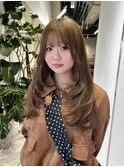 イメチェン/ピンクベージュ/アンブレラカラー/前髪/茅ヶ崎