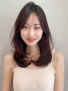 アグノス 青山(Agnos) 前髪うるツヤ薄めバングデジタルパーマ小顔カット大人可愛い