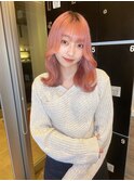 韓国レイヤーカット×サーモンピンク