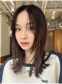 顔周りレイヤーカットくびれヘアミルクティーベージュカラー