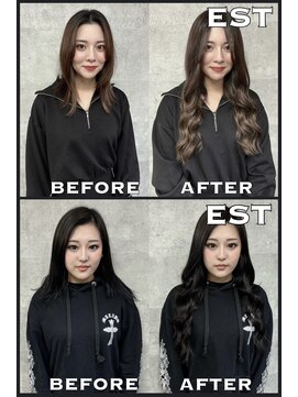 エスト 大阪梅田(EST) レミー100%高級人毛/53cm☆シールエクステ60枚+カラー