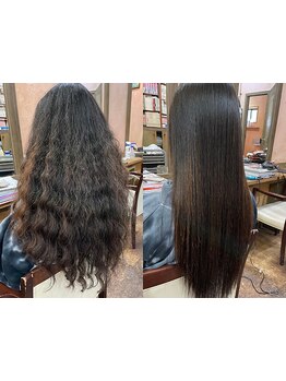 パーマを落としたい時にもぴったり◎縮毛矯正でツヤ＆潤うストレートに◇