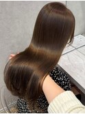 ブリーチなしチェリーブラウン髪質改善縮毛矯正酸性ストレート
