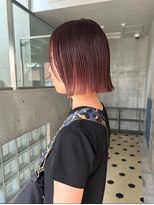 ヲタク(wotaku.)&nbsp;カシスカラーボルドーカラーワインレッド暖色カラーブリーチボブ