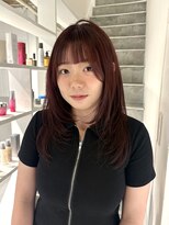 ヨーク(YOKE)&nbsp;【YOKE】ダークレッドレイヤーロング顔周り前髪ボルドー暖色