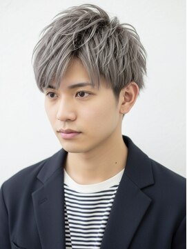 ナチュラルマッシュダブルカラーハイトーン刈り上げツーブロック