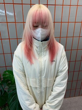 ペレ 原宿(PELE) ダブルカラー/ケアブリーチ/羽エクステ/原宿