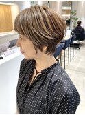 大人ショート/ショートボブ/白髪ぼかしハイライト/銀座/武蔵小杉