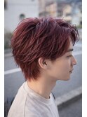 韓国風マッシュウルフ×ワインレッド