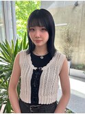 縮毛矯正切りっぱなしボブストレート髪質改善ブルーブラック