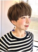 前下がりショート☆くすみブルーマッシュショート20代30代40代