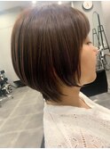 前髪あり/丸みショート/透明感ベージュ