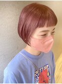 ミニボブ×ピンクカラー