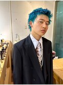 men's crazy blue×spiky