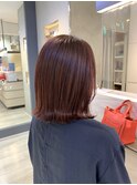 結べるピンクぶつ切りボブ