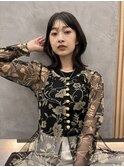 中川 前髪カット顔まわり似合わせ外ハネくびれレイヤーミディ