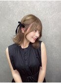 簡単ヘアアレンジ　リボンアレンジ　ボブアレンジ　ミディアム