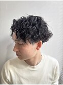 ソフトツイスパマッシュツーブロックメンズパーマ