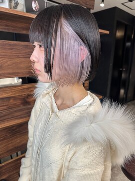 ココ 横浜(coco) ツートンカラー×インナーカラーブルー×ヘーゼルグレージュ