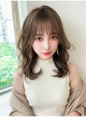 大人可愛い小顔前髪顔まわりミディアムレイヤー20代30代40代