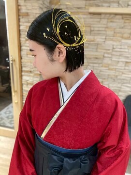 アロマ ヘアー ルーム 新宿店(AROMA hair room) 成人式/卒業式セット/和装/袴/パール/リボンアレンジ/タイトヘア