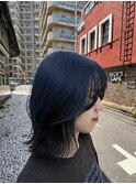 ミルクティーブロンド/ダークブルー/デジタルパーマ/藤沢美容院