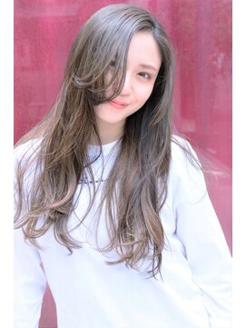 美容室ピュール(PUUR) 地毛風ハイライトカラー/かきあげ大人ロングスタイル