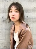 大人かわいい 透明感オリーブベージュ 外ハネボブ 黒髪でもOK