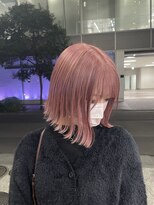 ロンドシェリ 仙台(Lond Cheri)&nbsp;ピンクベージュ　ダブルカラー　ケアブリーチ　髪質改善　ボブ