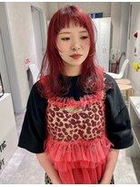 リアン バイ キートス(Lien by kiitos)&nbsp;デザインカット/レイヤーカット/くすみレッドカラー