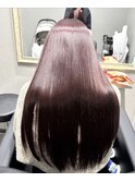 #ブリーチなしダブルカラー#ワインレッド#艶髪ロング