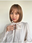 艶髪オリーブベージュ前下がりミニマルボブp1戸田公園20代30代
