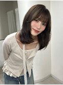 ミディアムヘア　レイヤー　前髪　顔まわり　髪質改善　カラー
