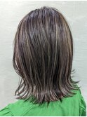 ハイライト&アドミオWカラーで透け感ボブ