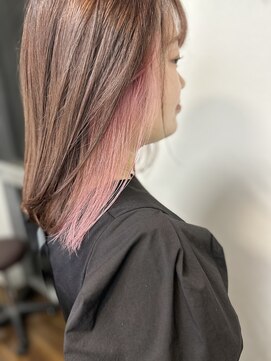 ジウ 上通り(JIU) 20代30代小顔ゆるふわロンググレージュインナーカラーパープル