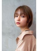 大人かわいい前髪セシルカットココアブラウンフリンジウェーブ