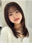 ミニウルフ髪質改善縮毛矯正酸熱ストレートレイヤーボブ/渋谷