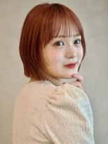 ガーデンヨコハマ(GARDEN YOKOHAMA)&nbsp;コーラルオレンジ 暗めカラー ラウンドバング 切りっぱなし