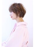 襟足スッキリくびれショートボブ暗めカラー