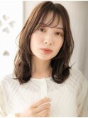 束感前髪フェザーパーマゆるふわミディアムTd120代30代40代